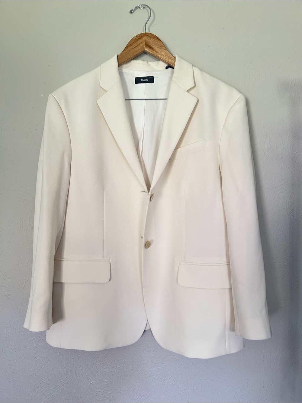 THEORY Admiral Crepe Boxy Blazer Ivory Small Medium Rice - Picture 3 of 11